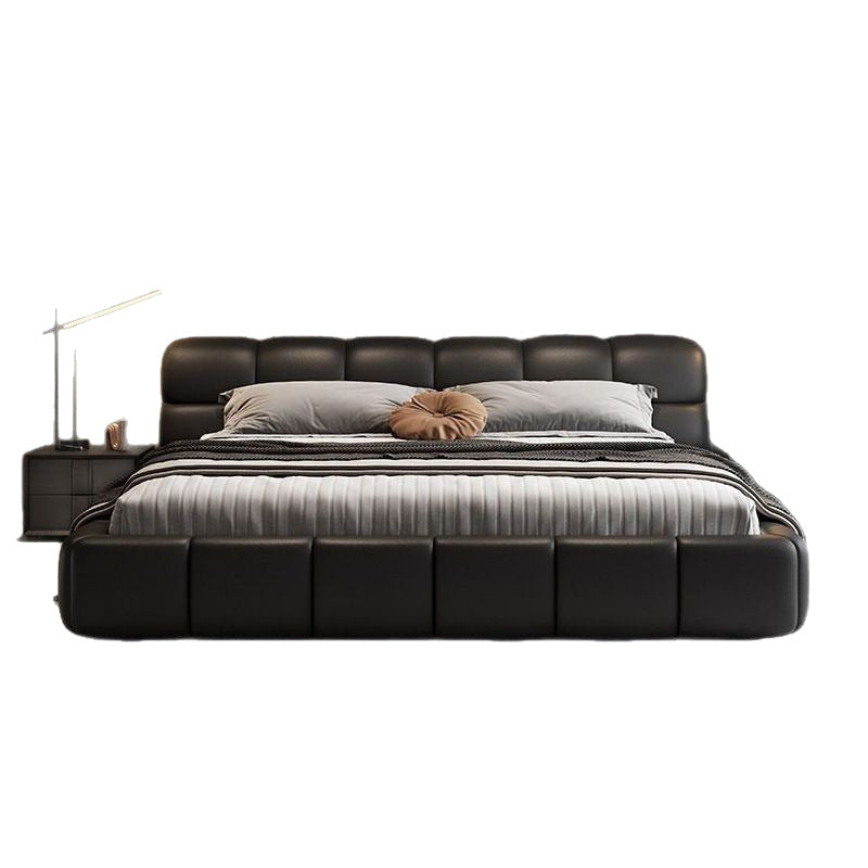 Accessible luxury genuine leather bed storage double bed casual italian puff bed master bedroom scandinavian leather bed head layer cowhide bed