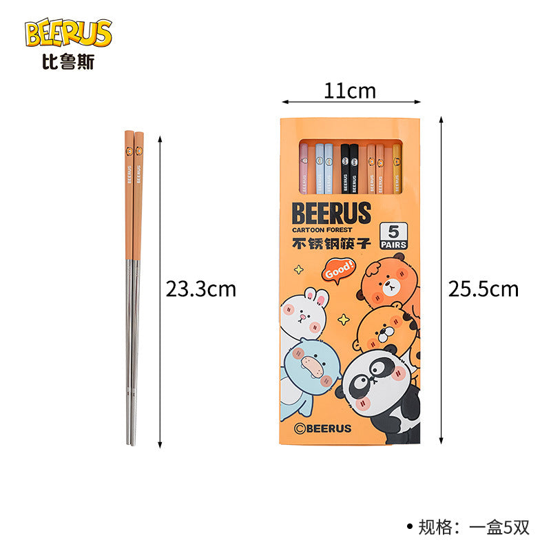 Original beerus co-branded 316 stainless steel chopsticks suit cartoon for homeclassy tableware chopsticks gift wholesale
