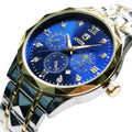 Dropshipping diamond-accented calendar multifunctional moon phase trendy fashion quartz men's watch waterproof luminous men's watch
