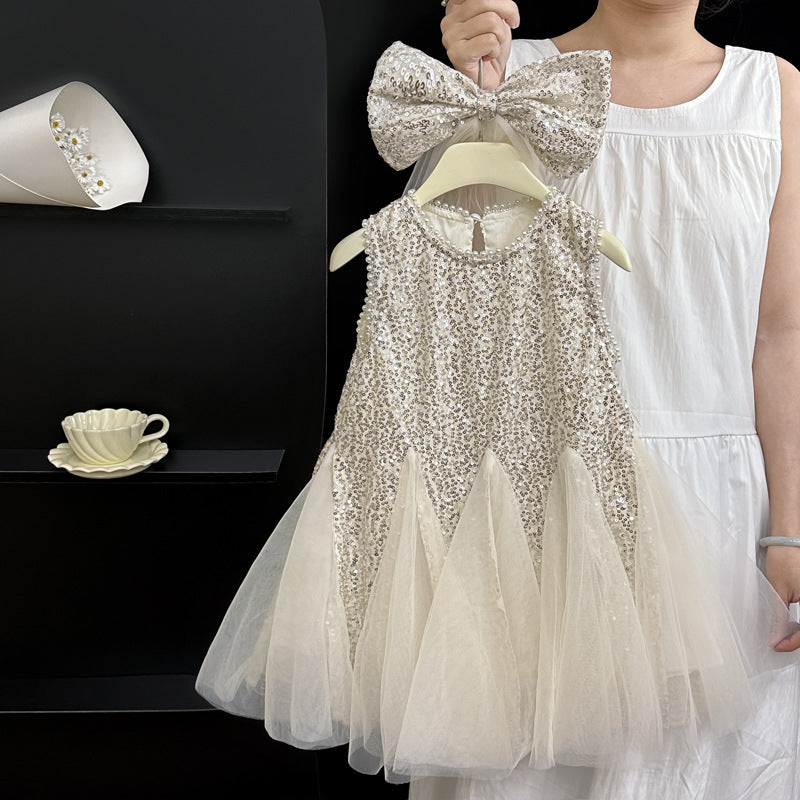 Girls' sequin princess dress - new summer  collection - kids' formal gown, stylish summer dress, girls' vest dress