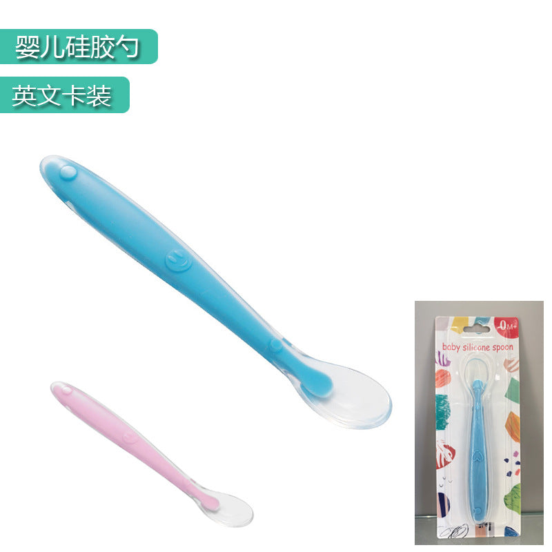 English card pack, baby silicone spoon, soft head spoon, baby training spoon, children's tableware cartoon silicone spoon