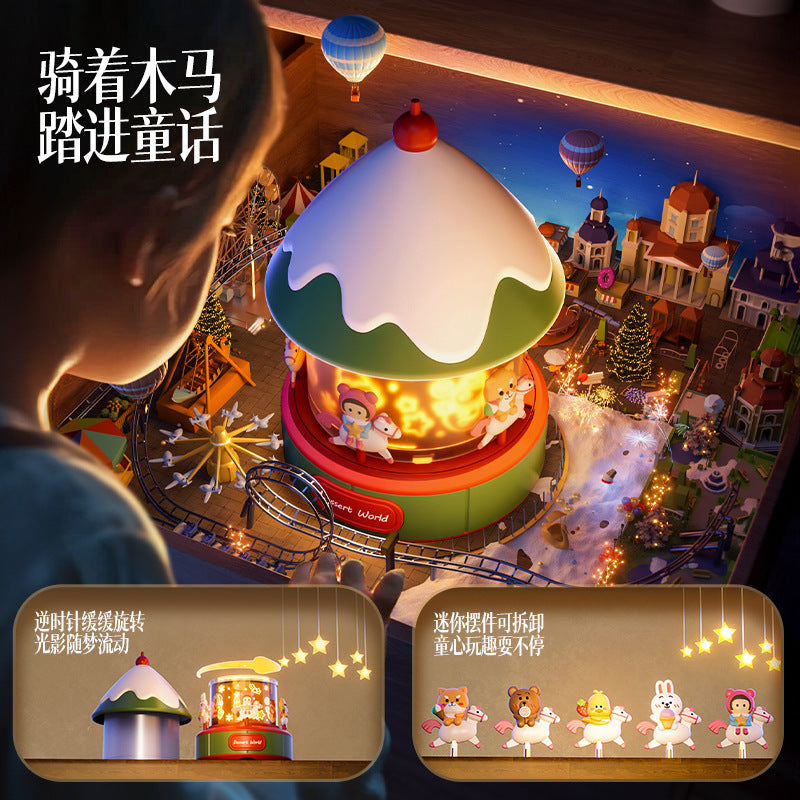 Girl's birthday gift christmas atmosphere night light rotating star projector lamp kids bedroom projector music box toy