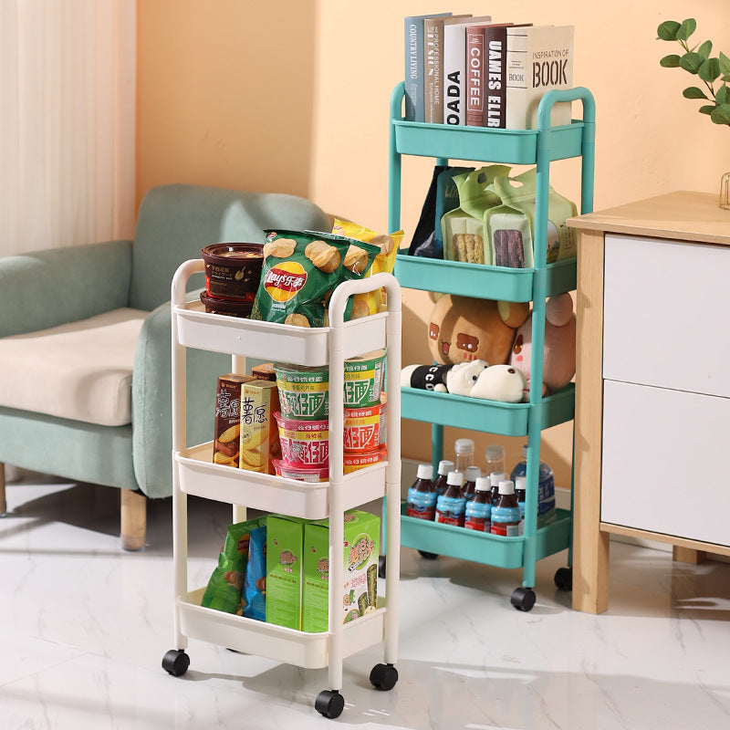 Kitchen storage rack organizer with wheels - multi-tier rolling cart for home use - mobile storage shelf