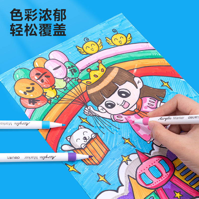 Deli HM108 Acrylic Marker Acrylic Paint Student Color Pen Acrylic Pen Marker Set