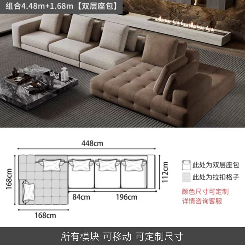 Lawrence genuine leather sofa italian normcore large and small apartment house villa customer corner sofa modern straight row leather sofa