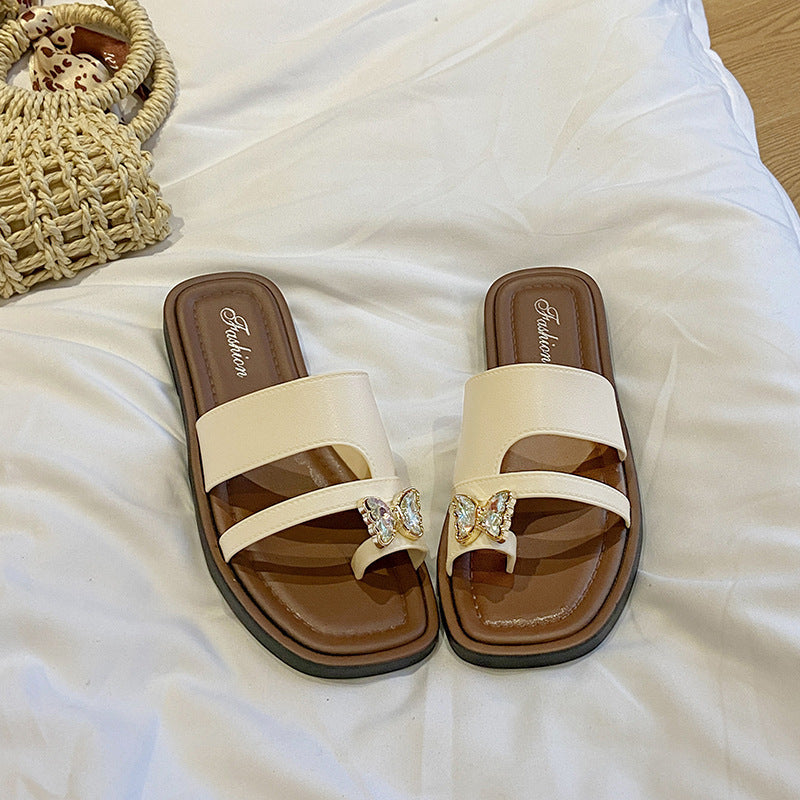 Women's slip-on thong sandals - new spring/summer 2025 korean style retro casual vacation roman sandals