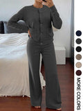 fashionfashionelegantknittingcardigansuitfemalefall and winternew arrivallazy stylecasualsweaterloose pants two