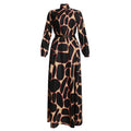 Wholesale  african plus size clothing animal texture floral print mature style cinched waist slimming women's long dress