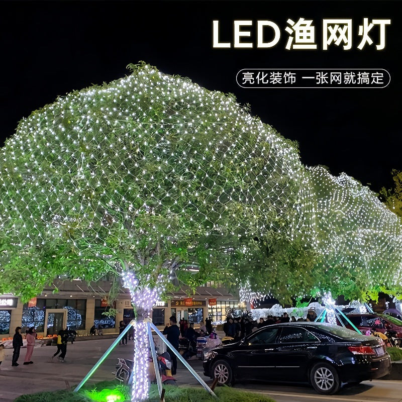 Cross-border LED fishing net light outdoor garden decoration lawn light festival lighting scene arrangement plug-in cover tree light