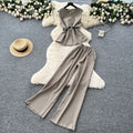 Accessible luxury british classy sense royal sister suit women's summer belt sleeveless tops + elastic waist drapedilm long pants