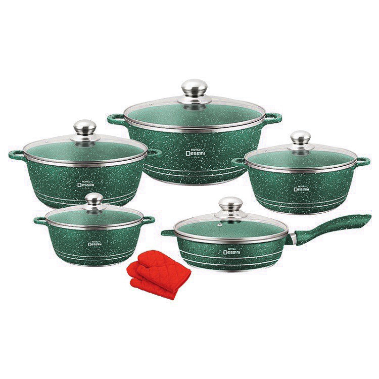 direct supply royal dessini non-stick pot soup pot frying pan aluminum pot 12-piece pot set