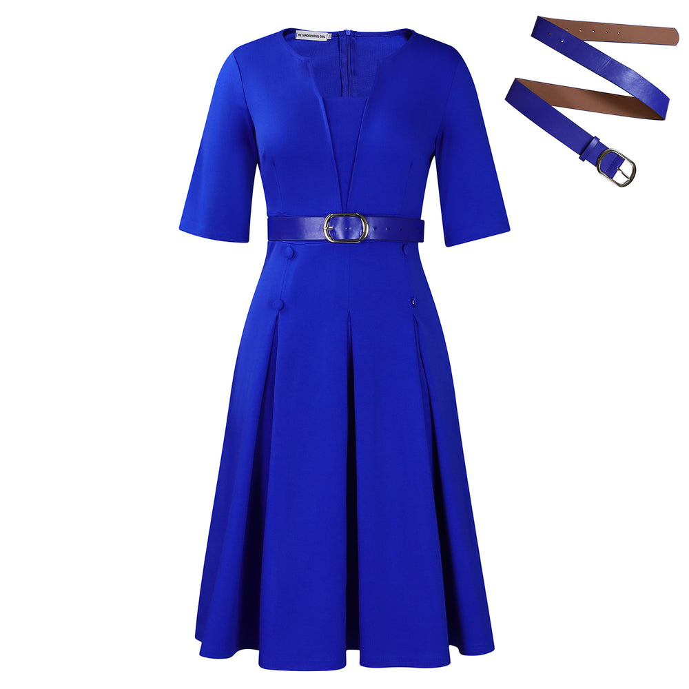 D533 cross-border  plus size women's clothing  autumn fashion elegant solid color five-sleeve african dress