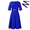 D533 cross-border  plus size women's clothing  autumn fashion elegant solid color five-sleeve african dress