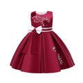 Export children's wear kids' formal dress princess dress girls' color block bow embroidered vest piano performance dress