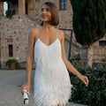 summer new fashion tassel sequin feather patchwork dress -  bestseller, ready to ship for women