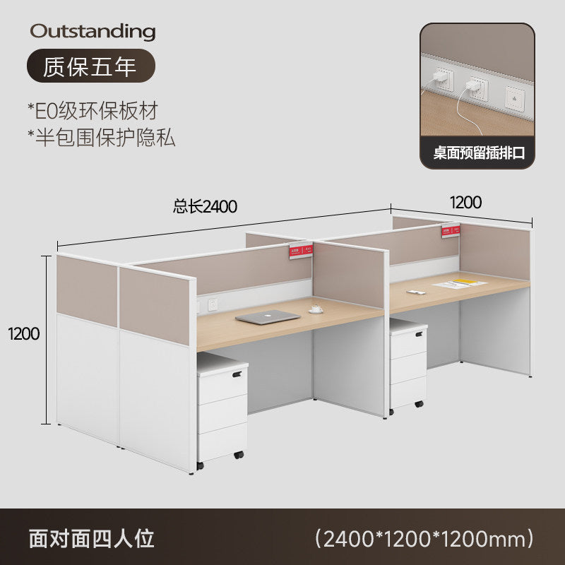 Staff office desk and chair set - minimalist modern office furniture, workstation computer desk, employee desk with partition