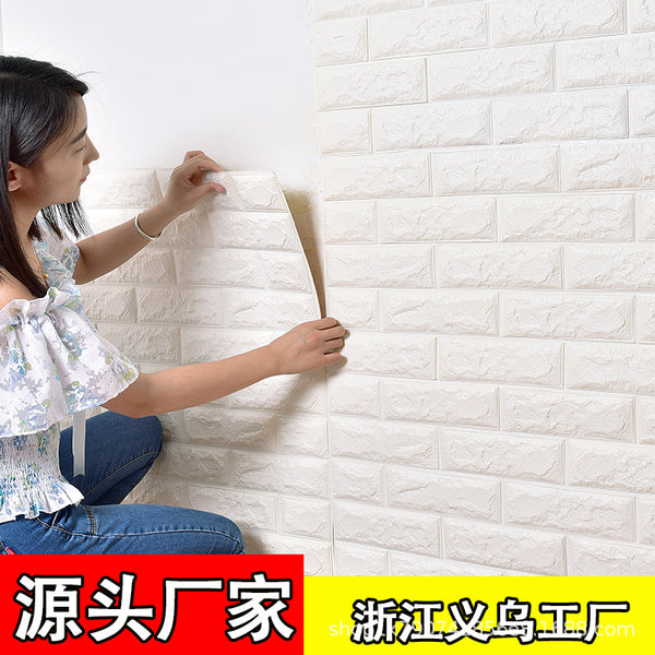 Wallpaper self-adhesive bedroom warm 3d three-dimensional wall sticker background wall wallpaper foam brick decoration waterproof and moisture-proof sticker