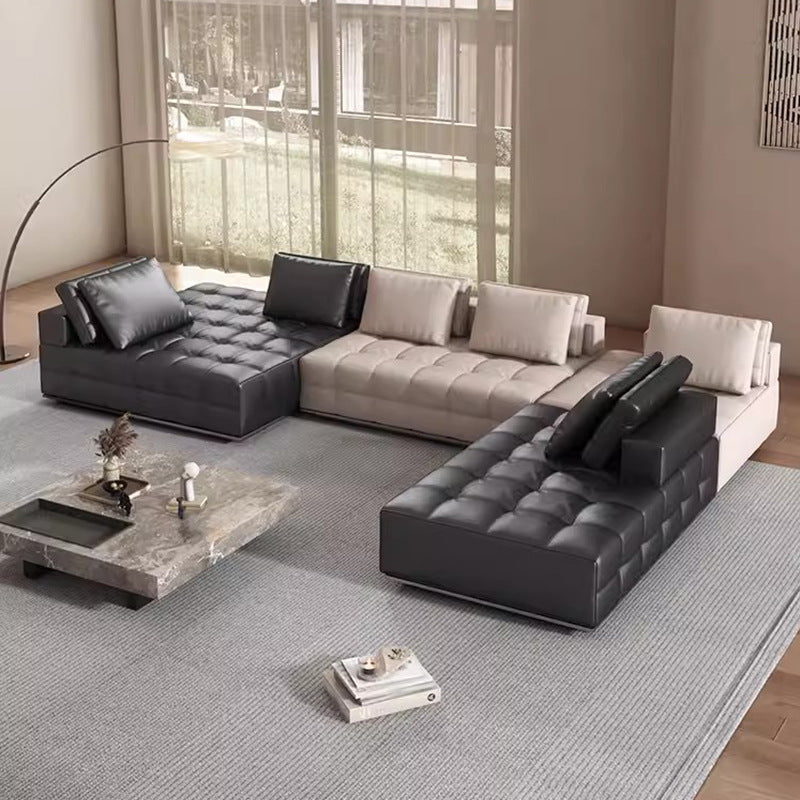 Custom lawrence genuine leather sofa italian minimalist villa living room corner sofa modern sectional sofa set