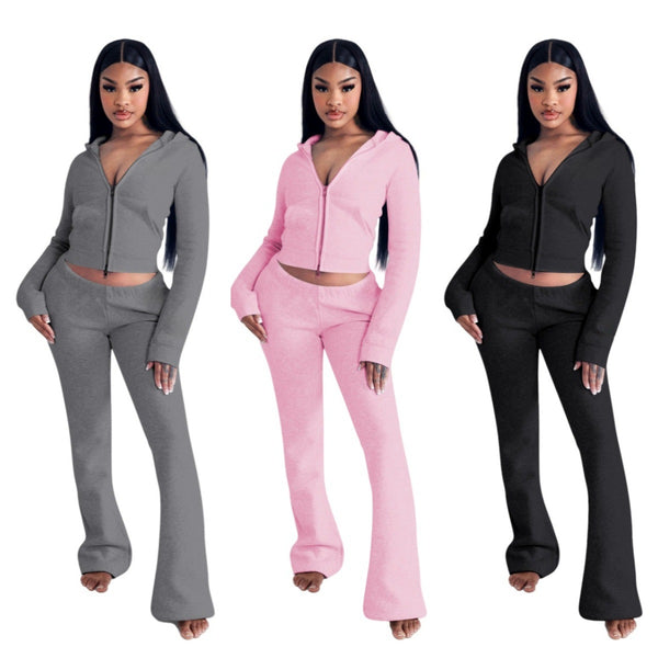 YD8819-E2 European and American women's clothing, 's new model, fashionable and elegant hooded double-open two-piece set,  women's clothing