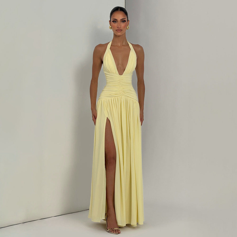 Amazon fashion style new arrivalelegant slit dress eleganthalter silmsexybacklessdress