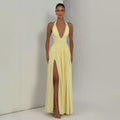 Amazon fashion style new arrivalelegant slit dress eleganthalter silmsexybacklessdress