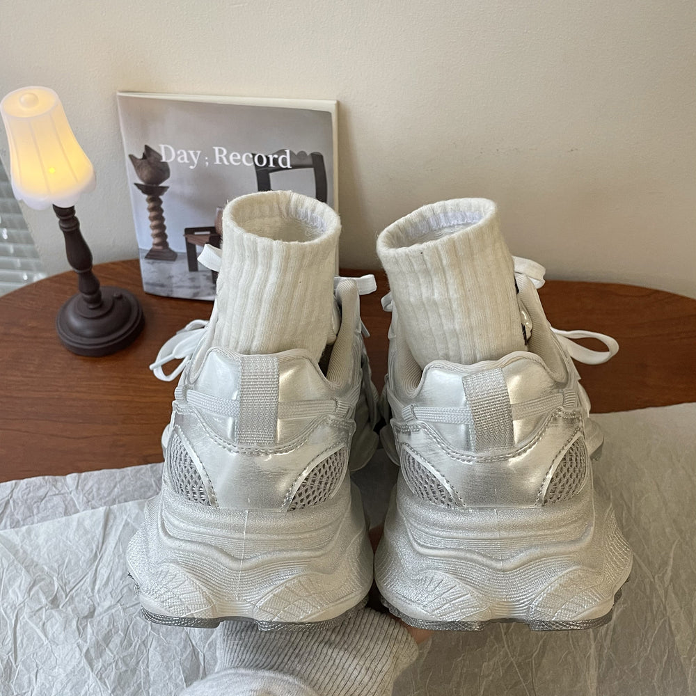 Hong kong style retrobest selling dad shoes for women 2026new arrival small breathable round toe lightweight thick sole dirty sneakers