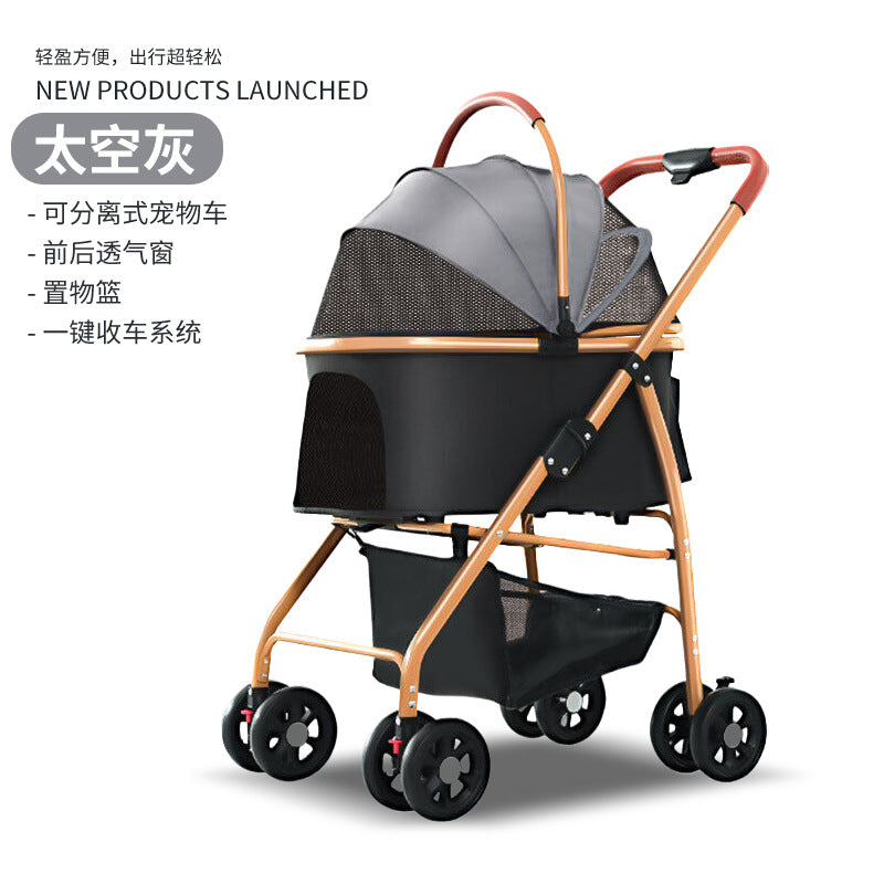 【new arrival】lightweight & foldable pet stroller - perfect for small to medium dogs and cats on the go!