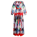 Kayaat clothing new arrival waist slimming look tall and slim oversized graffiti chiffon v neckdress african women's clothing plus size
