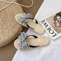 Women's summer flip-flops: fashionable floral & bowknot design, trendy thong sandals, beach shoes, non-slip slides for seaside wear