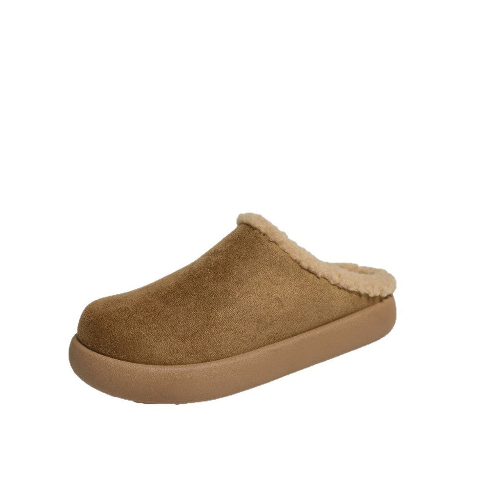 Exportplus size toe cap thick bottom fur slippers for women new arrivalfall and winterfleece-lined toe cap half slippers wholesale