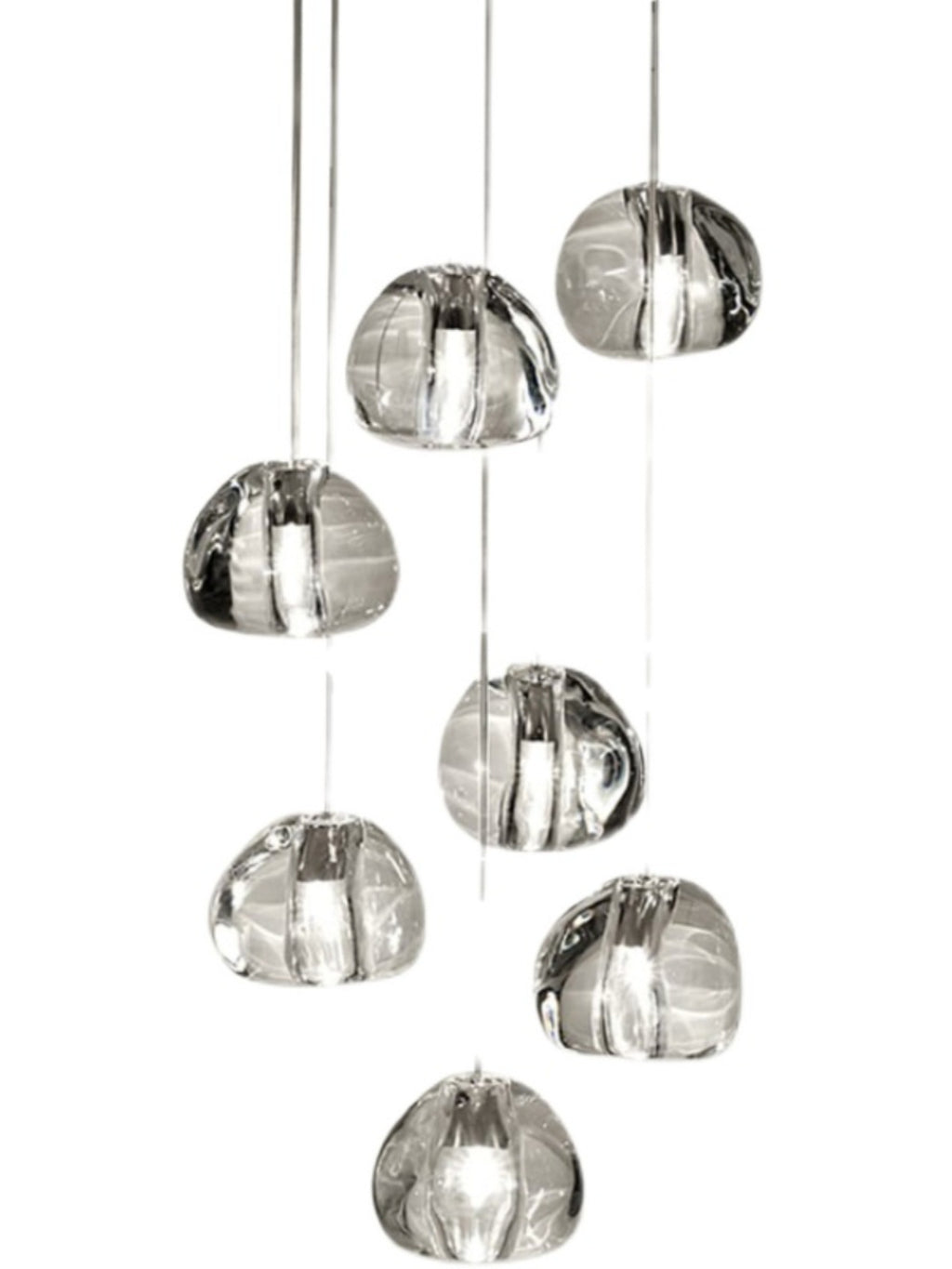 Nordic duplex villa retro rotating staircase crystal lamp G9 lamp holder simple restaurant dining room living room chandelier