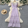 Vacation style lace cut outeleganteasiest for matchdress women's summerretroslimming look a-line long skirt work clothingelegant