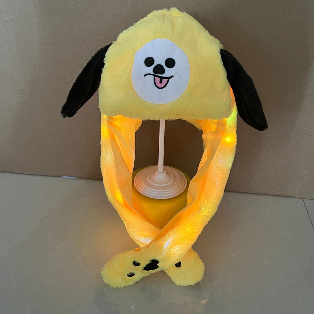 popular airbag that can move when pinching the ears, cartoon rabbit hat, various wholesale luminous children's toys, family hats