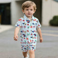 hot-selling children's short-sleeved shirt set, casual shirt set, summer simple stripes, dropshipping available