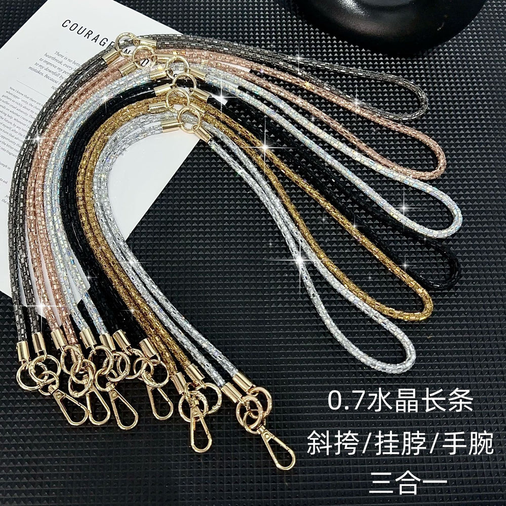 0.7 crystal bar three-in-one crossbody chain creative multi-purpose phone lanyard high-end sparkling diamond bracelet charm new