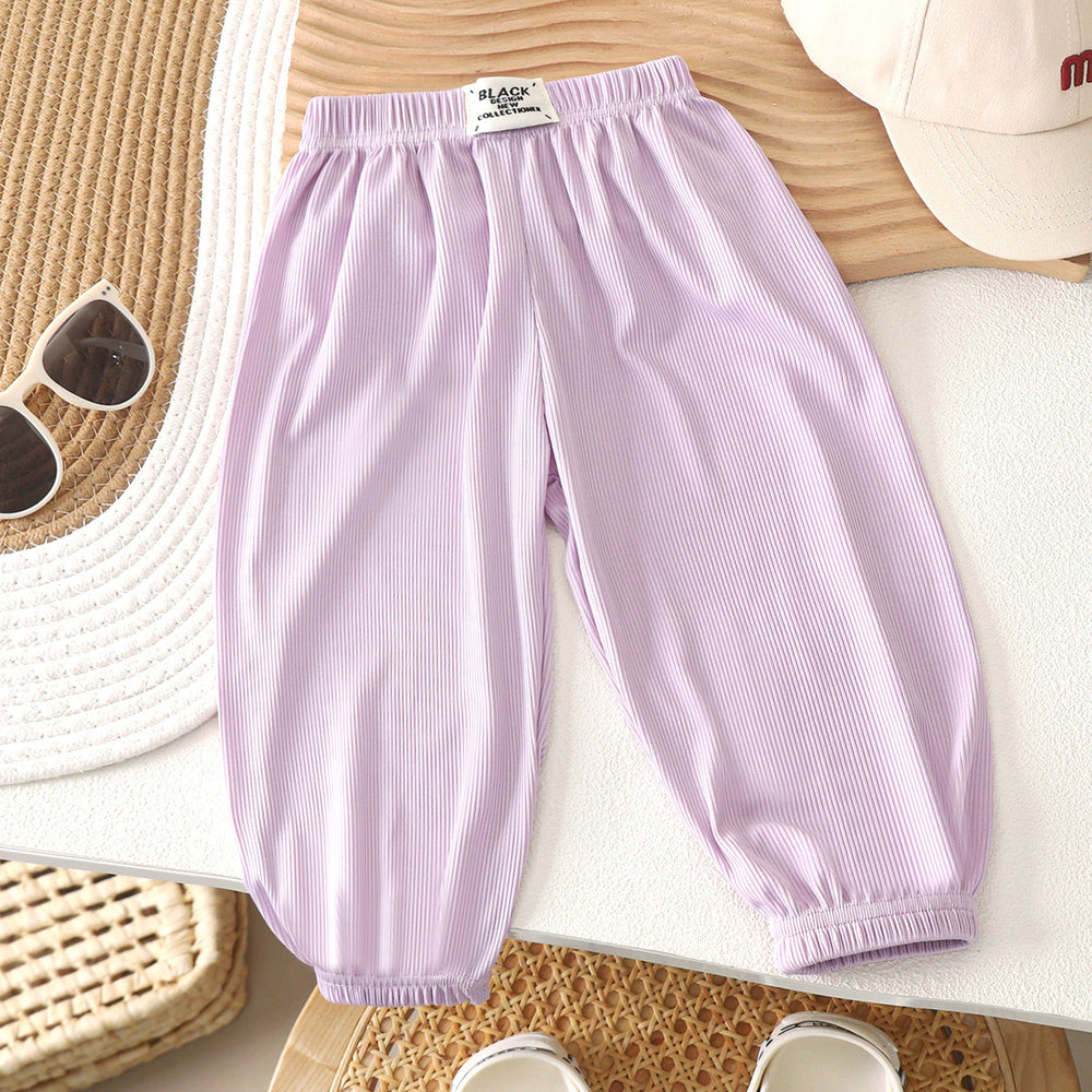 Kids anti-mosquito pants summer baby ice silk bloomers pants medium large children thin sports pants boys and girls casual nine-point pants
