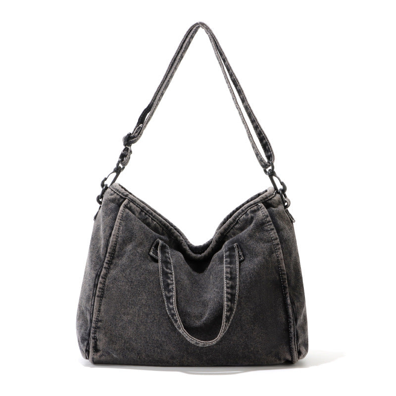 Denim underarm bag women's 2025 new fashion large-capacity messenger bag commuter shoulder bag class tote bag