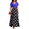 new european and american fashion women's dress - elegant polka dot print, flattering ruffle sleeves, flowy maxi dress