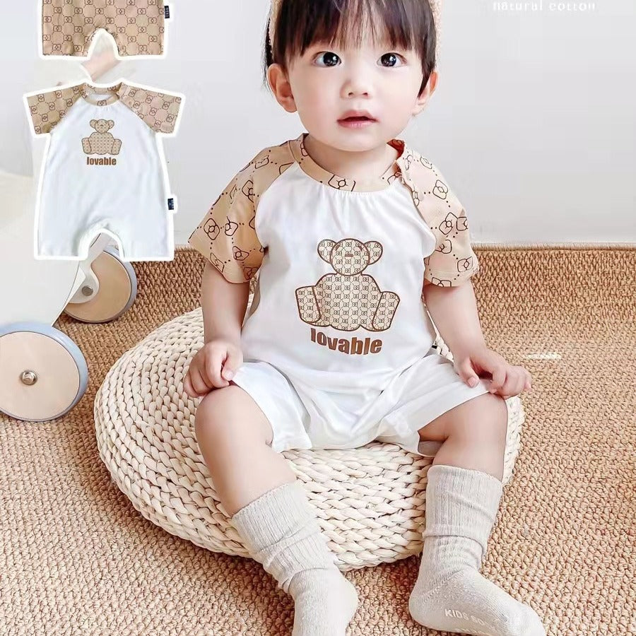 Summer style baby short-sleeve romper - trendy korean design for newborns - lightweight crawling suit