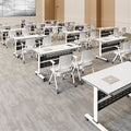 Mobile folding table and chair set, interlocking flip-top office desk, bench seating, training table with wheels, multifunctional conference table