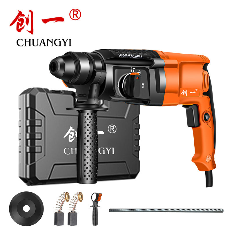 Chuangyi plug-in three-purpose electric hammer, pick, electric drill, for home type multi-function cross-border high-power concrete power tool