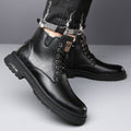 Genuine leather cowhide boots men's high-top winterfleece-linedheattech leather shoes men's genuine leather cotton shoes casual cowhide boots