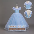 Girls' formal dress - european & american style long flower girl dress - puff sleeve banquet party kids princess dress - cross-border ready stock