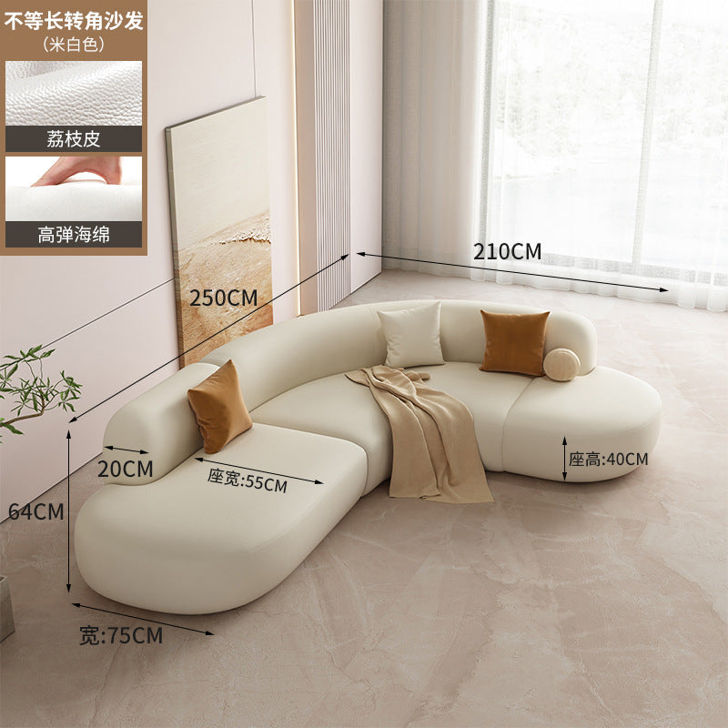 Nordic cream style cat scratching leather large apartment popularins style curved beauty salon hotel rest area corner sofa