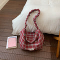 Korean style retro plaid bag - women's large capacity versatile commuter crossbody bag - minimalist chic underarm bag/shoulder bag