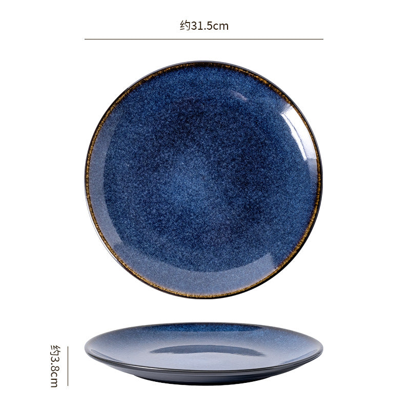 Retro high-looking ceramic stylish dessert plate shallow plate restaurant hotel cooking plate steak western food plate snack plate