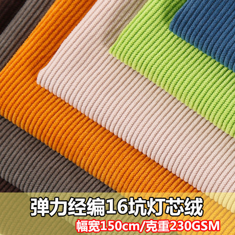 Warp knitted 16-pit elastic corduroy fabric, knitted 16 polyester corduroy casual wear throw pillow women's fabric