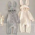 autumn newborn solid color romper cute baby knitted pom-pom hooded crawling suit