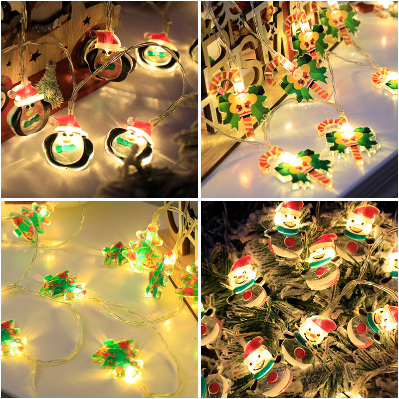 Cross-border LED Santa Claus Sleigh Snowman Christmas Tree Decoration Lights String Party Arrangement Holiday Flashing Lights Gift Lights
