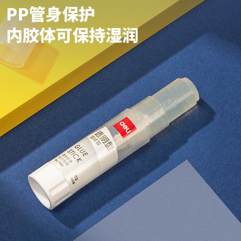 Deli 7106 small 8g transparent solid glue ACR material handmade glue stick wholesale strong stickiness student office
